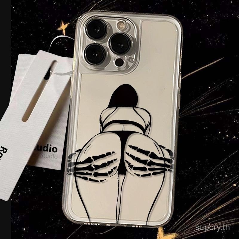 สนุก Skull มือเซ็กซี่กลับโปร่งใสเคสโทรศัพท์เหมาะสําหรับ iPhone 17promax 16promax 15 14 13 promax xr xsmax 12promax 11promax 15pro กันกระแทกยืดหยุ่นกรณี