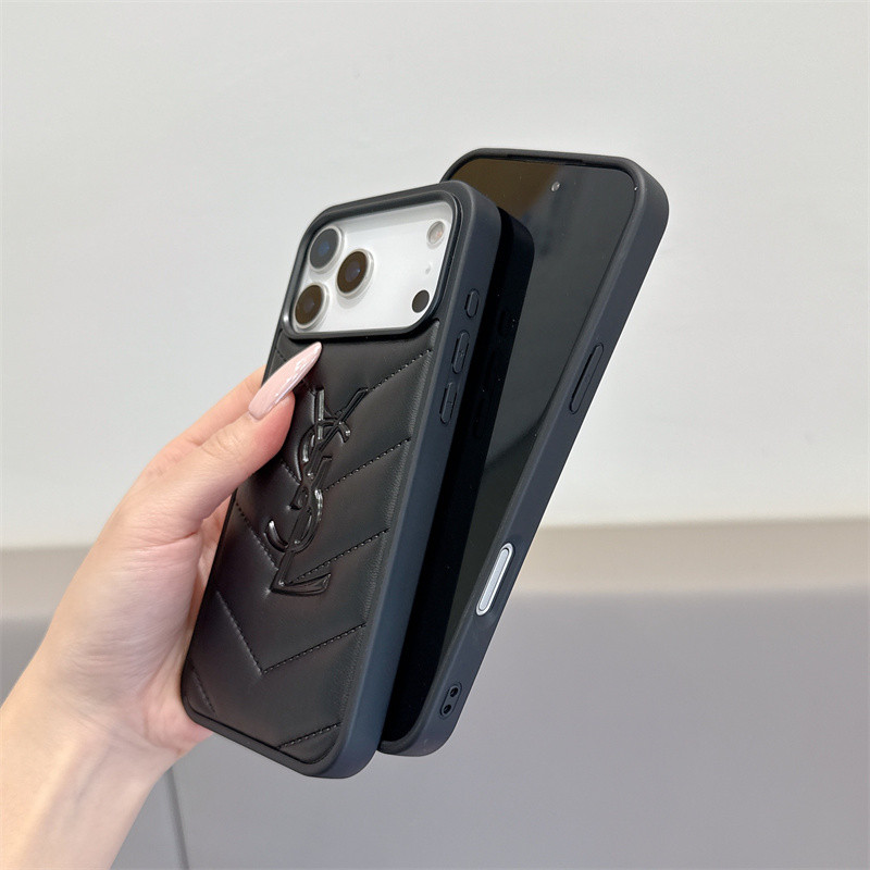 แฟชั่นหนังนูนสําหรับ IPhone 17ProMax 16 Pro Max 15pro Max 14pro Max 13pro Max 16 15 14 13 Pro 17Pro แฟชั่นแบรนด์ใหญ่โลโก้ฝาครอบโทรศัพท์