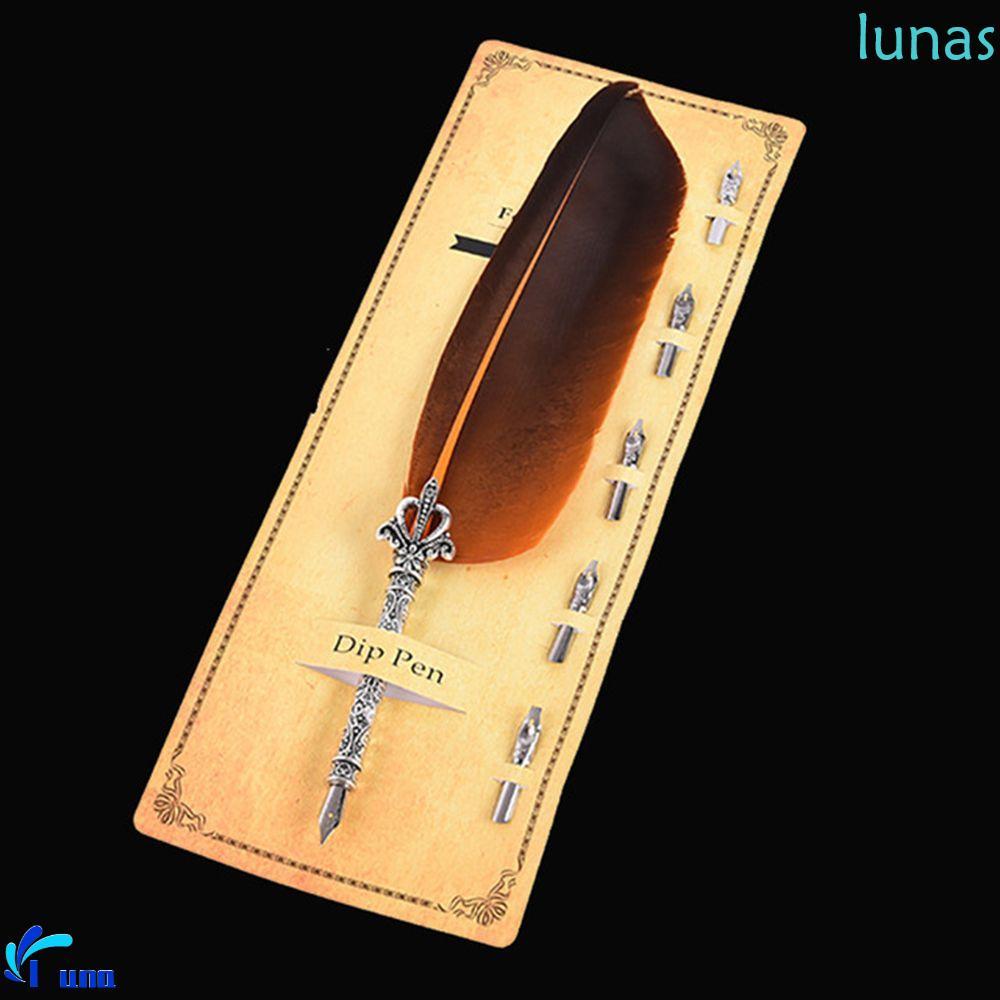 LUNASOL Fountain Pen Stationery Vintage Oblique Dip Feather Set Chancery Pens Writing Nib