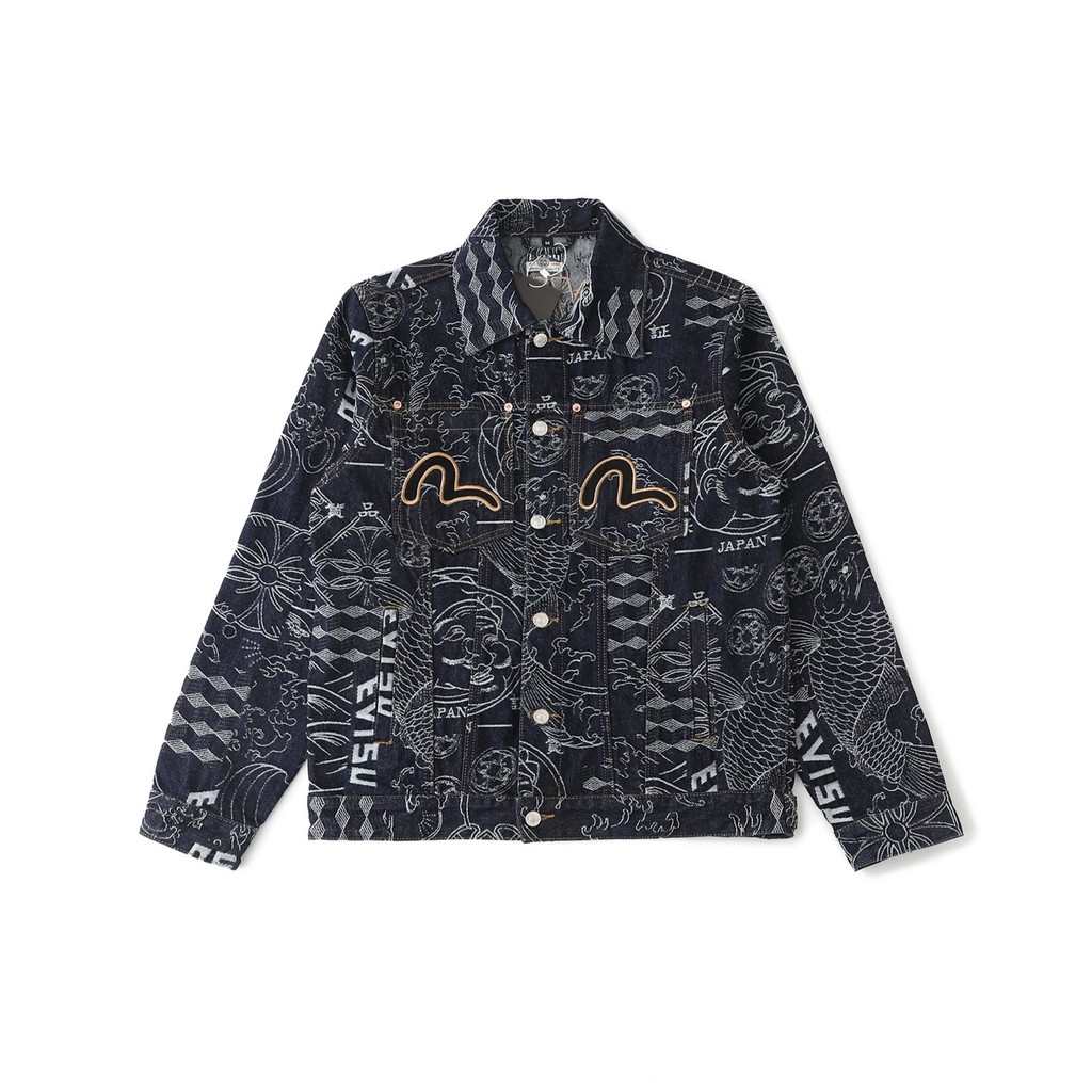 Evisu Dragon Pattern Loose Denim Jacket Men