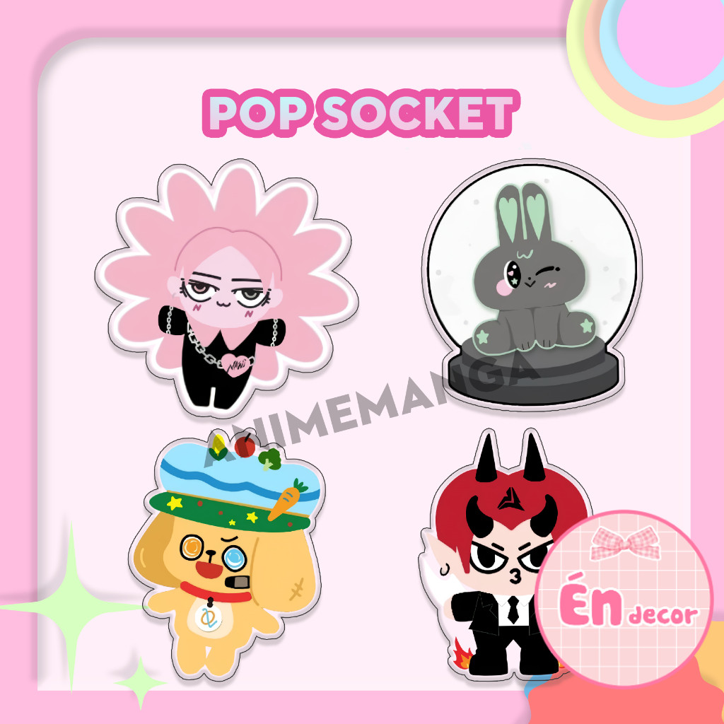 มาสคอต Popsocket OTP, Griptok ผสมปาก OTP วัสดุไมกาโปร่งใส โรงงานการพิมพ์ตกแต่ง En