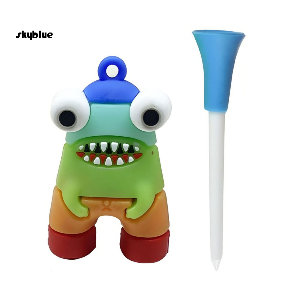 [Sy] Swing Practice Tool Tee Holder for Golf Bag Cartoon Golf Tee Hanger with Strap Protection Tee L