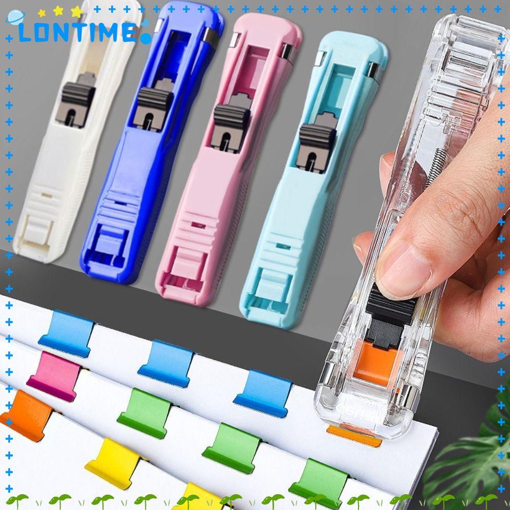 LONTIME Clip Pusher, Traceless Metal Hand Push Clamp, Simple Hand Push กระดาษแบบใช้ซ้ําได้ Binding Clip เครื่องเขียน