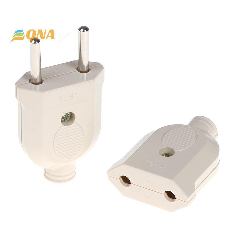 [QNA] 2 ขา EU Plug ชายหญิงอิเล็กทรอนิกส์ Connector ซ็อกเก็ตสายไฟส่วนขยายไฟฟ้าใหม่