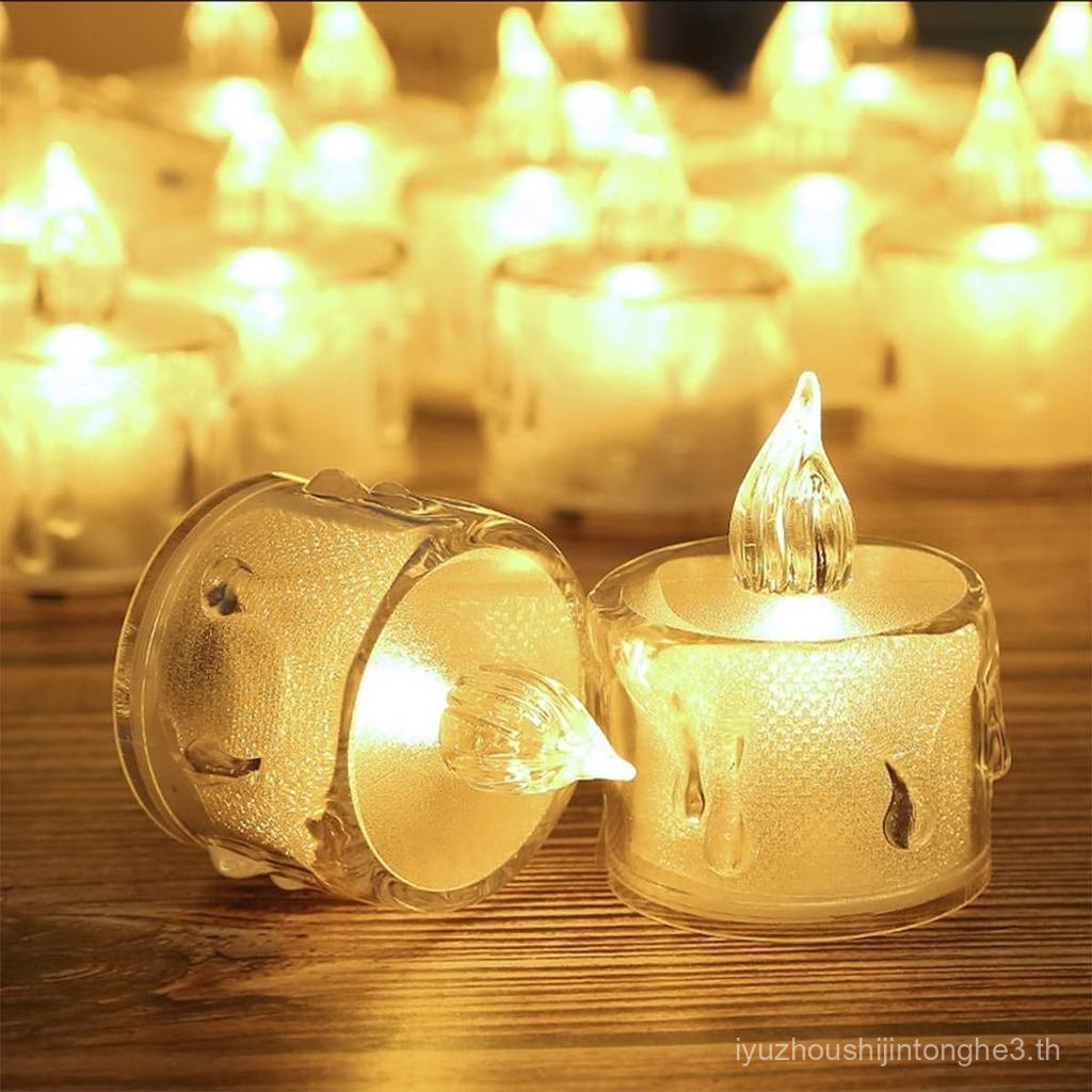 12 Pack Flameless Tea Lights Candles Battery Operated, Crystal Led Tealight Candles,Votive Electric 