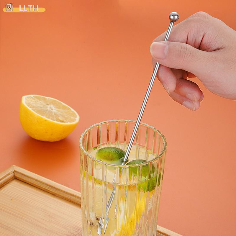 LLTH 304 สแตนเลสสตีลกาแฟกวน Stick Bar น้ําผลไม้ Rio ค็อกเทล Creative Mixer Stick แชมเปญ Swizzle Stic