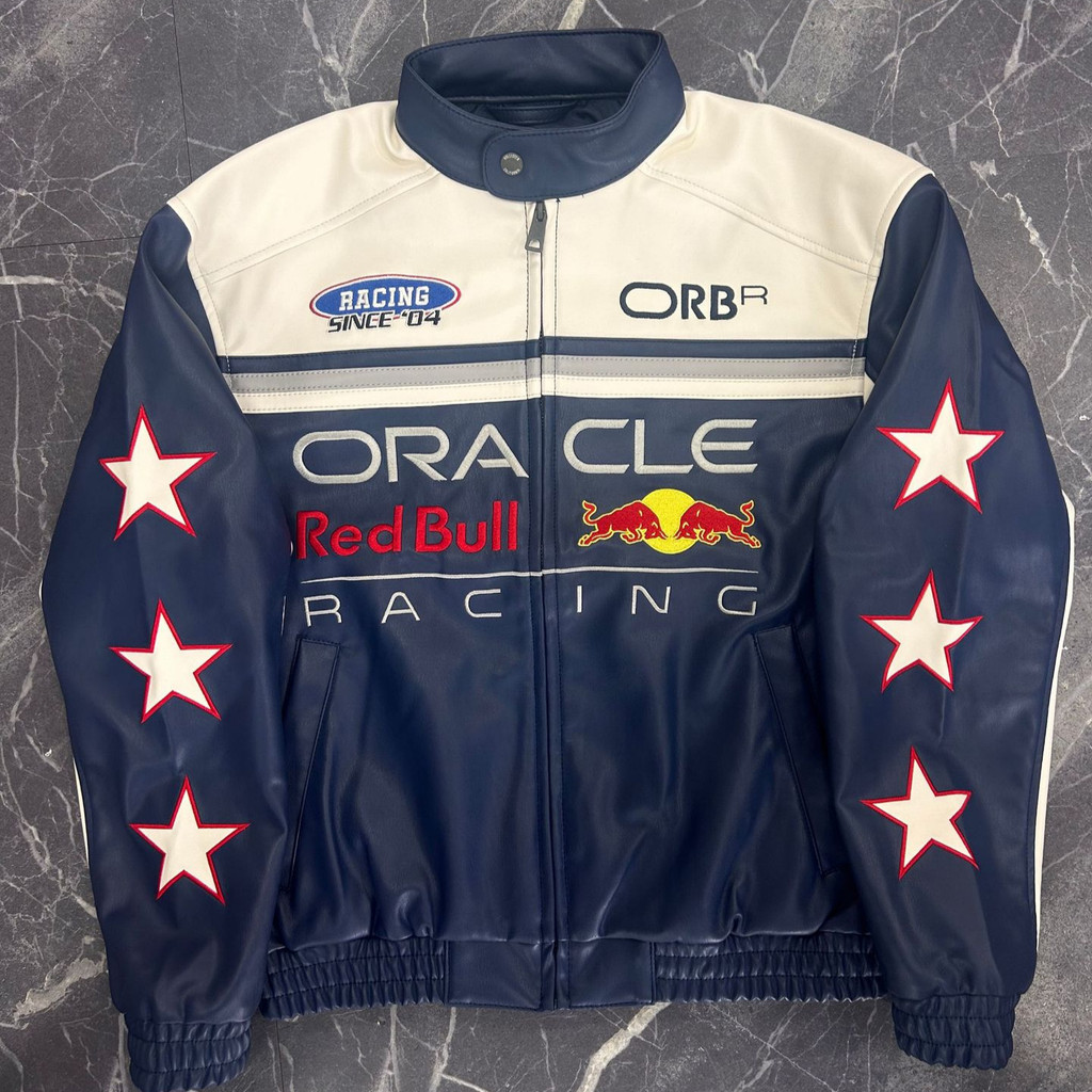 F1 racing suit, RED BULL embroidered team uniform, stand-up collar single-breasted, Verstappen, moto