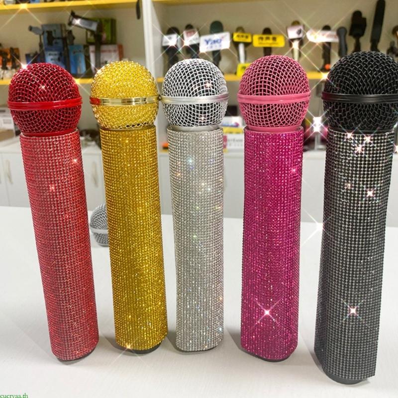Cucryaa ปลอกไมโครโฟน Rhinestoned สําหรับฝาครอบป้องกันไมโครโฟนแบบใช้มือถือส่วนใหญ่