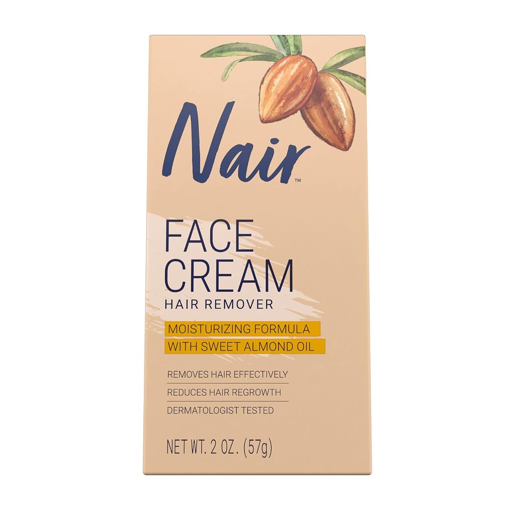 Nair Hair Remover ครีมบํารุงผิวหน้าให้ความชุ่มชื้นพร้อมน้ํามันอัลมอนด์หวาน 2OZ