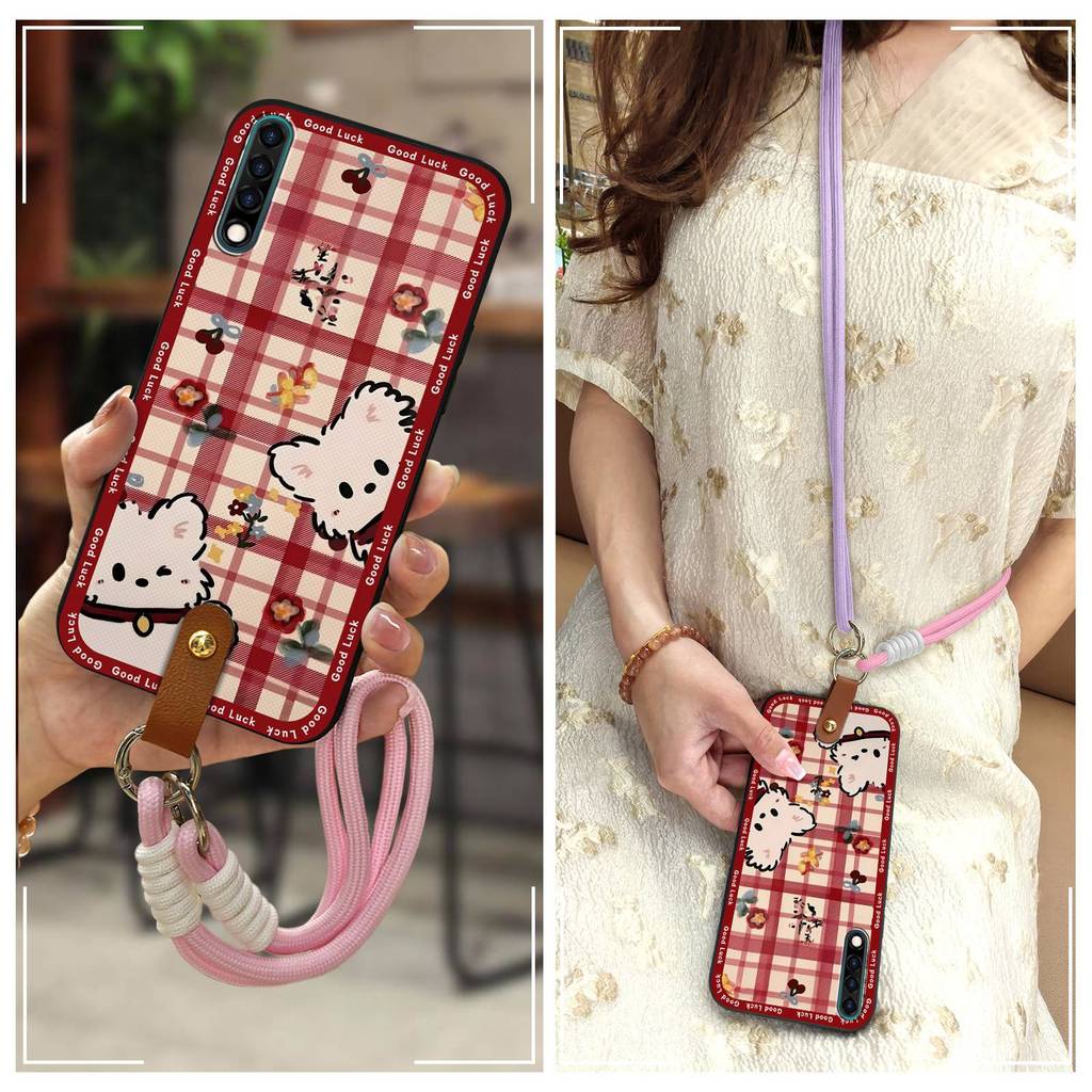 เคสนิ่ม เคสโทรศัพท์แนวทแยงสําหรับ Tecno AB7/Phantom9 ซิลิโคน TPU กันน้ําทนทานสร้อยคอป้องกัน Lanyard 