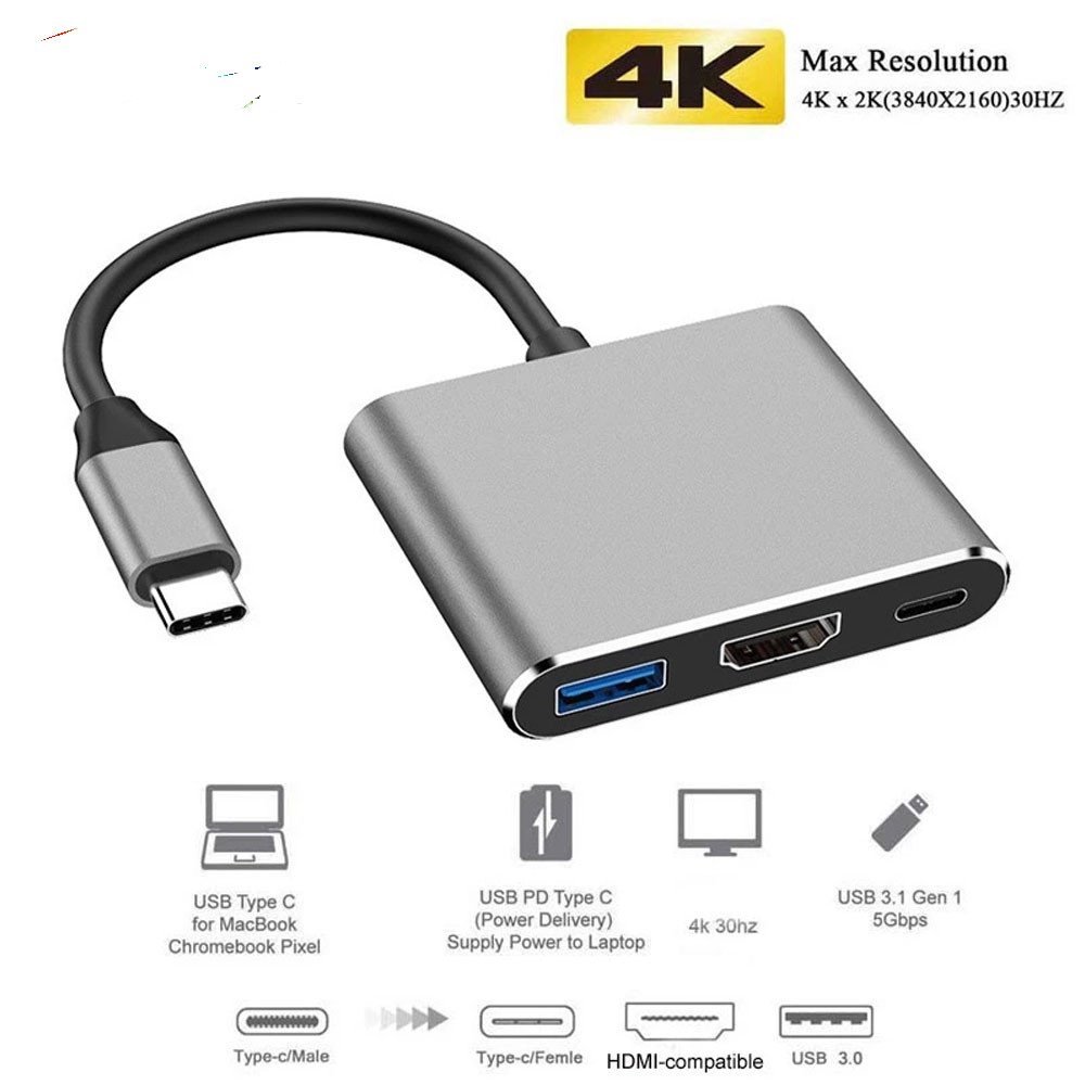 LM18 คลังสินค้าพร้อม 3 in 1 USB Hub OTG Type C ถึง 4K HDMI PD Fast Charging ตัวแปลงหญิงสําหรับแล็ปท็