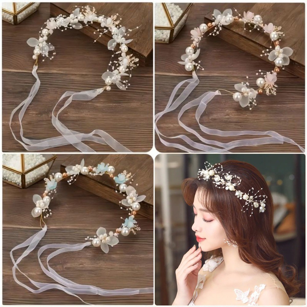 [จัดส่งในพื้นที่] พวงหรีดดอกไม้และนางฟ้าที่คาดผมริบบิ้นแฟชั่นหวาน สำหรับงานแต่งงาน