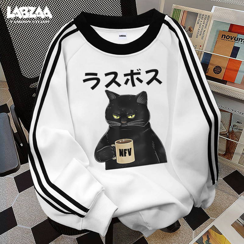 LABZAA แฟชั่นเกาหลี🐱เสื้อสเวตเตอร์คุณภาพสูง ลายพิมพ์แมวน้อยการ์ตูน รักษาความอบอุ่น ใส่สบาย YG1184