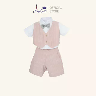 Amusant by Enfant ชุดออกงาน ชุดเซ็ต ชุดสูทเด็กผู้ชายสีชมพูพาสเทลสำหรับ 6 เดือน - 8 ขวบ EH1N21