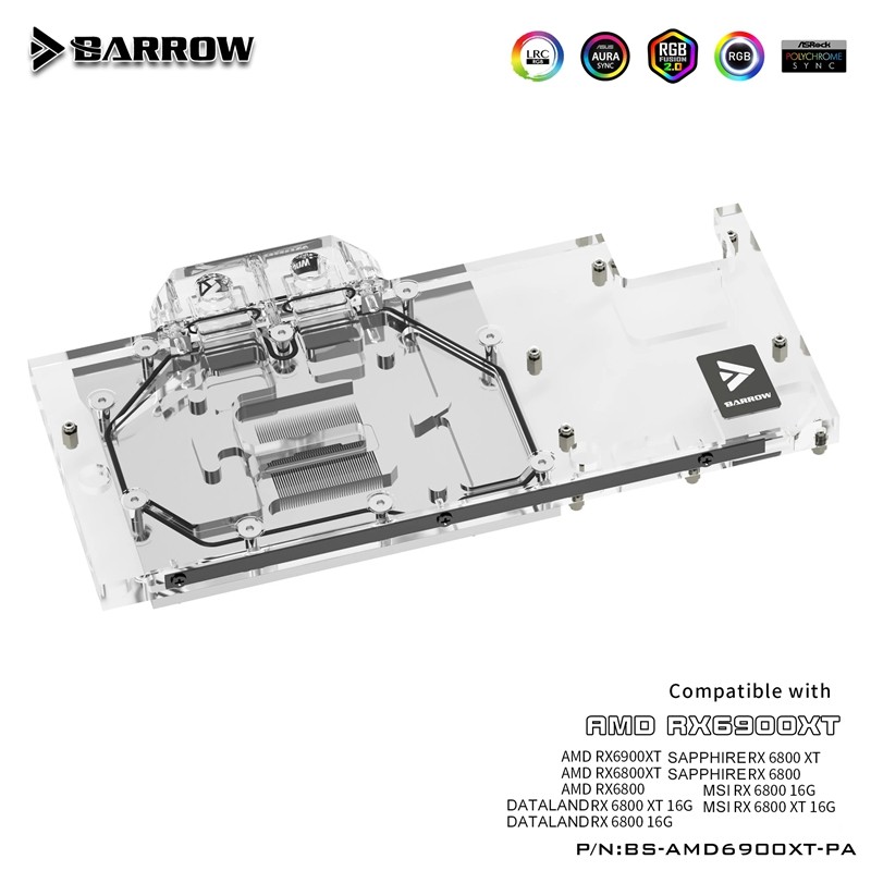 BARROW 6900 GPU Water Cooling Block, Full coverage สําหรับ AMD Founder Edition MSI Sapphire RX 6900 