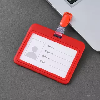 ที่ใส่ป้ายบัตรประจําตัว 1 ชิ้นพร้อมคลิปหนีบป้ายพลาสติกที่ถอดออกได้,ป้ายชื่อพลาสติกพีวีซีใสแนวนอนสําหรับพยาบาลนักเรียนสํานักงานครูงาน