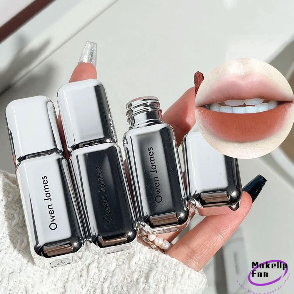 ลิปกลอสเนื้อกำมะหยี่แมทต์ติดทนนานจาก Owen James ลิปสติกเนื้อลิปกลอสเนื้อกำมะหยี่ ღ INS Girl Cosmetic