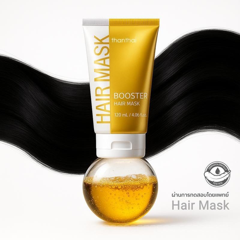 มาสก์ผม BOOSTER HAIR MASK ( thanthai ) ใช้แล้วล้างออก