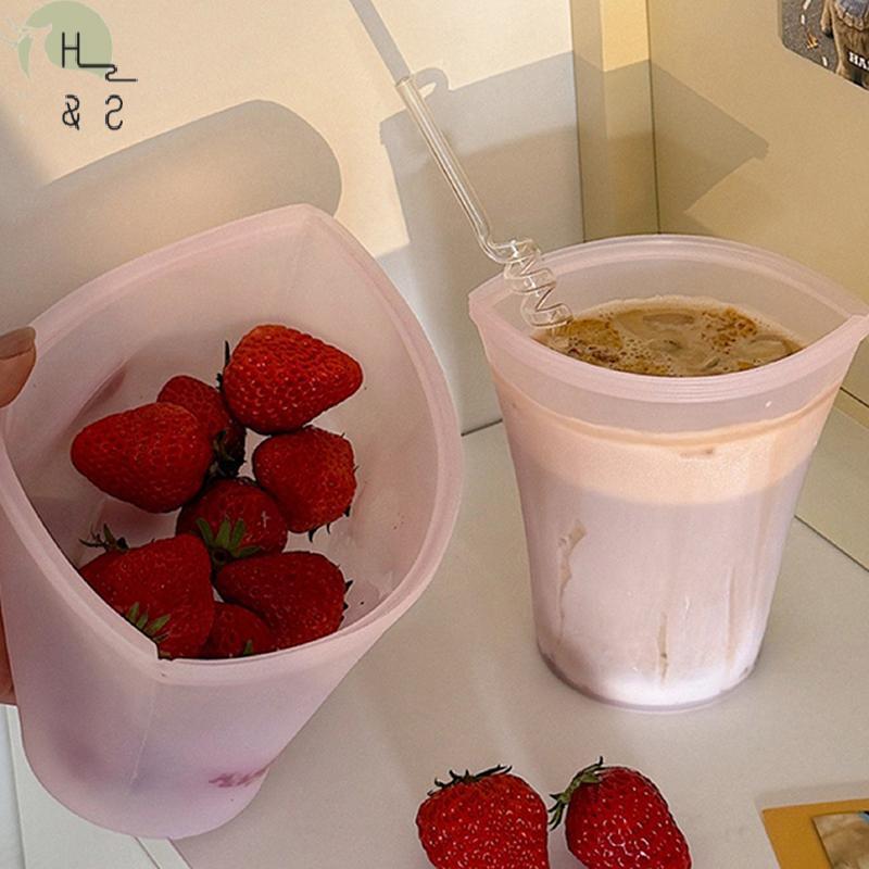 [ชม.&ส] ซิลิโคนแบบพกพานํากลับมาใช้ใหม่ได้กาแฟและถ้วยชานมมีประสิทธิภาพการปิดผนึกที่ดีล้างถุงเก็บอาหารอเนกประสงค์ {ไทย}