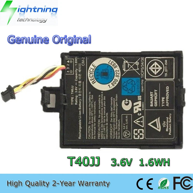 T40JJ 3.6V 1.6Wh แบตเตอรี่สําหรับ Dell H710 H710P H810 RAID Controllers 70K80 D0JMF H810 N3V6G TTVV 