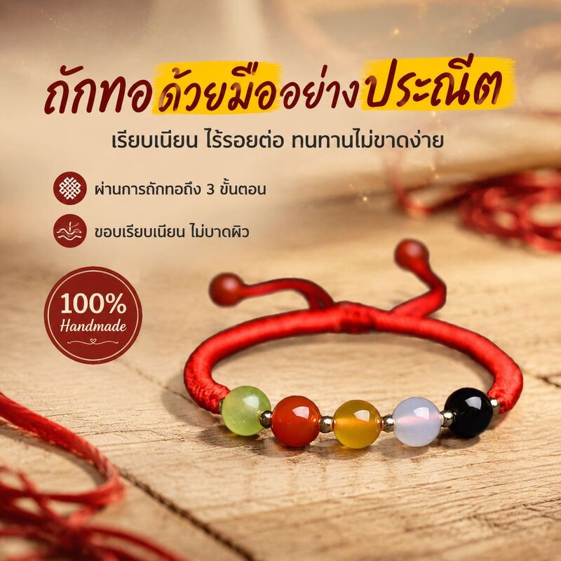 พร้อมส่ง 【สร้อยข้อมือ/นำโชค】 สร้อยข้อมือเชือกไหม เสริมดวง นำโชค สีเขียว ขนาดปรับได้ เหมาะสำหรับทุกคน ใส่ได้ทุกโอกาส สินค้าคุณภาพดี