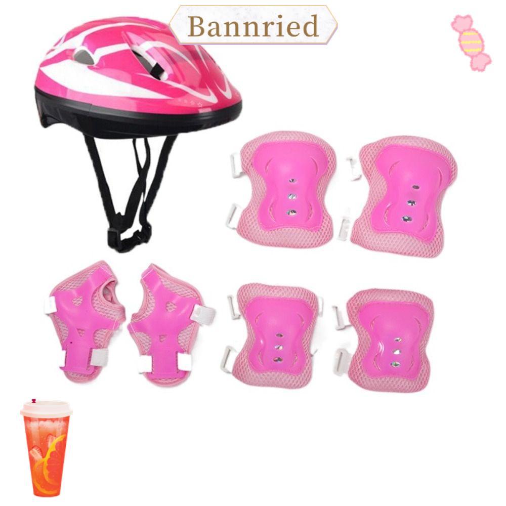 BANNRIEDSG แผ่นรองข้อศอกสเก็ตบอร์ด,หมวกกันน็อคขี่จักรยานโฟม 4-12 ปี,แฟชั่นยามข้อมือแบบปรับได้เด็ก