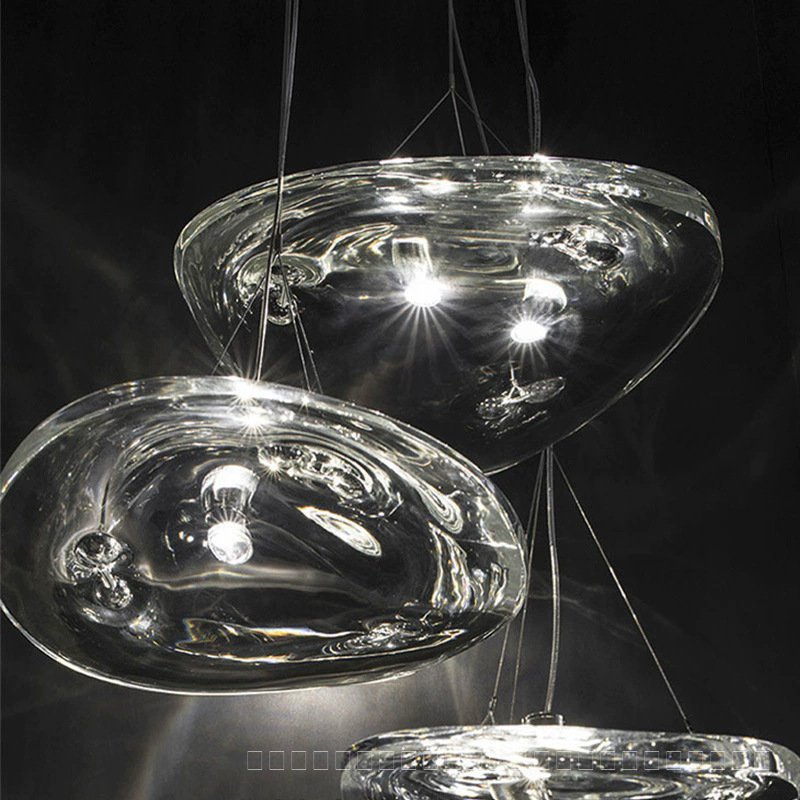 Nordic minimalist designer glass chandelier with a high-end feel for restaurants, coffee shops, and 