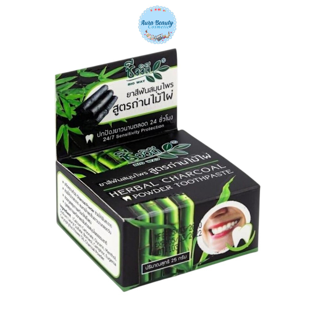 ชีววิถี ยาสีฟันสมุนไพร สูตร ถ่านไม้ไผ่ Bio Way Herbal Charcoal Powder Toothpaste 25G