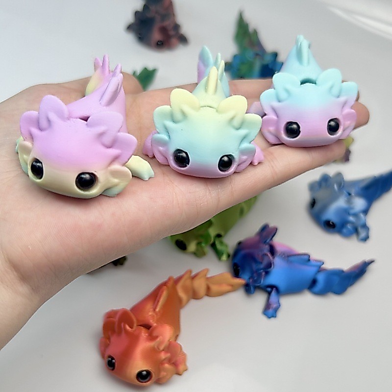 3 ชิ้นน่ารัก 3D พิมพ์ Axolotl ของเล่น Movable Joint Mini Salamander เครื่องประดับที่มีสีสันตกแต่งโต๊ะของขวัญ