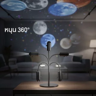 Sky โคมไฟโปรเจคเตอร์ LED Starry Night Light หมุน 360 USB Powered HD Soft Glow 12 สไลด์