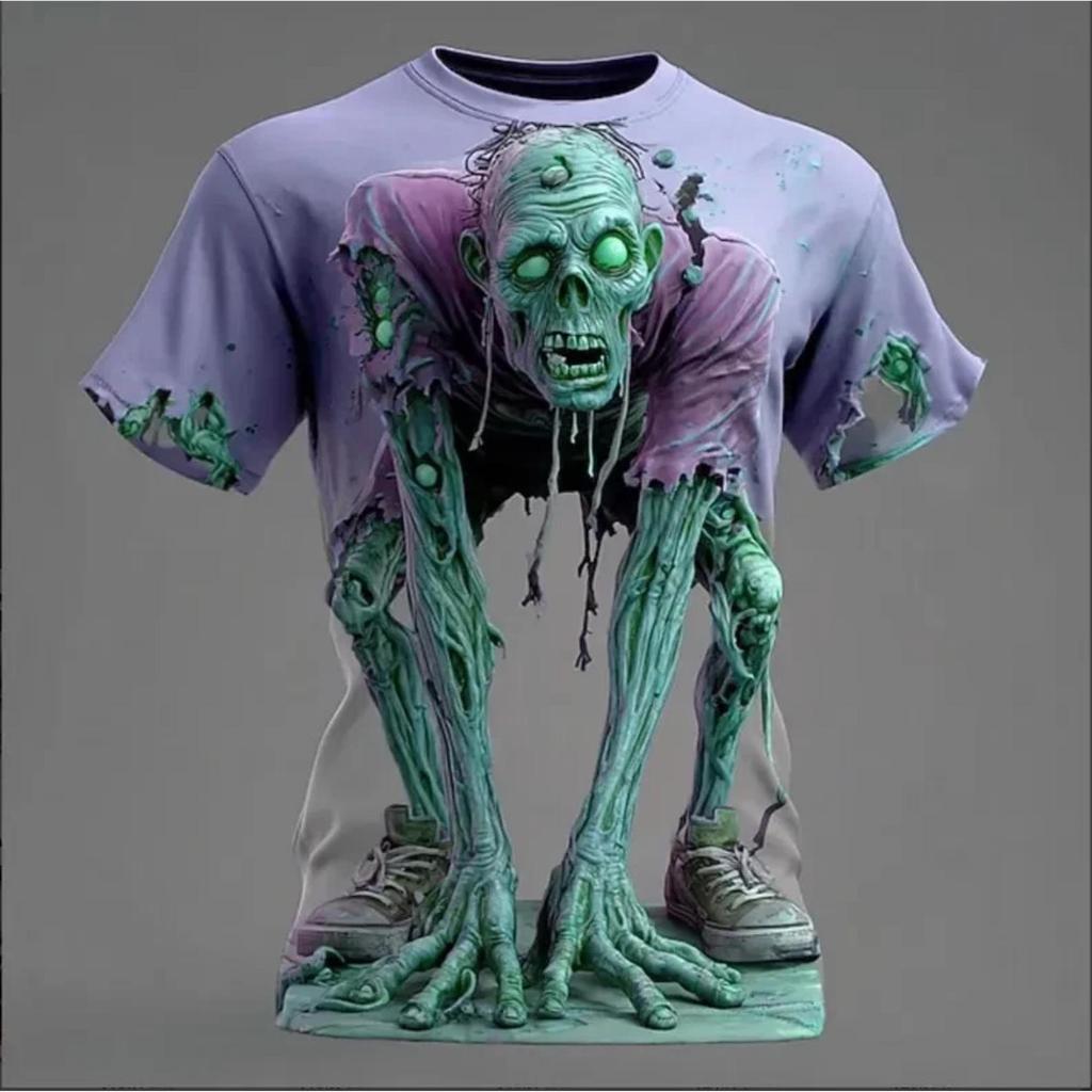 3D Zombie Graphic T-Shirt: Horror Skeleton Halloween Costume Tee