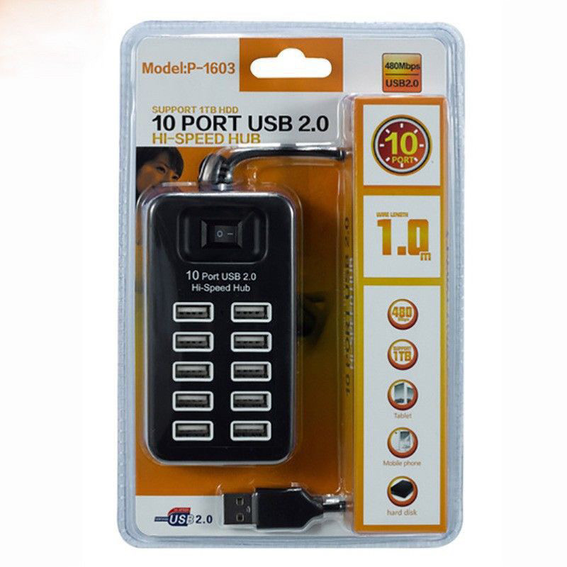 10-Port USB2.0 Splitter HUB Multi-Port Extension HUB คอมพิวเตอร์ความเร็วสูง HUB โน้ตบุ๊ค usbHUB