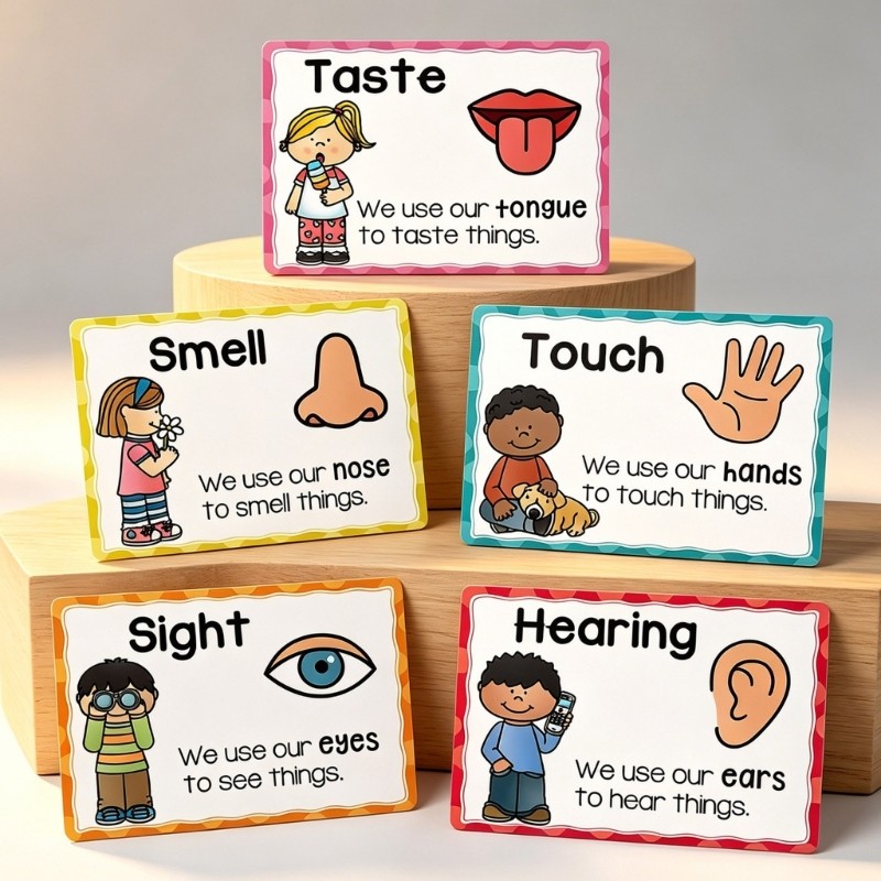 OMG * 5 ชิ้น Senses การ์ดโปสเตอร์ Visual Auditory Tactile Olfactory Gustatory การ์ดโปสเตอร์