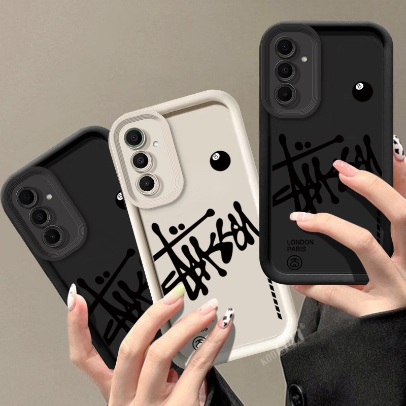 เคสแบบด้านสําหรับ Samsung Galaxy A17 A27 A37 A57 A07 M07 M17 สีดําบิลเลียดหมายเลข 8 รูปแบบเคสโทรศัพท