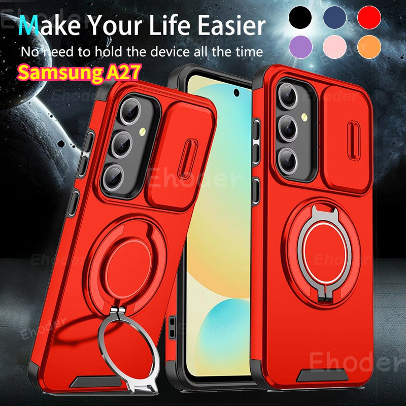 กันกระแทก Push Window สําหรับ Samsung Galaxy A27 37 57 17 5G 2026 หรูหราแม่เหล็กสําหรับ SamsungA27 SamsungA57 SamsungA37 SamsungA17 ขาตั้งป้องกันกลับกรณี