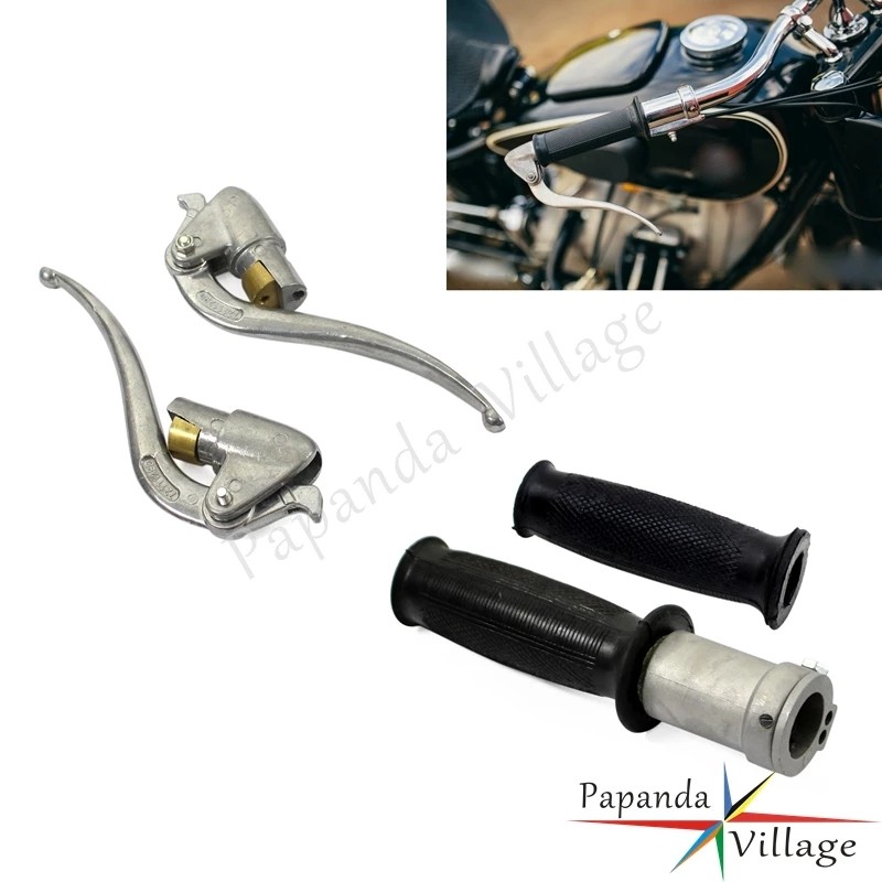 PAMotorcycle Old School Brake Clutch Lever Handlebar Control Kit Hand Grips for BMW R71 R50 R1 R12 D