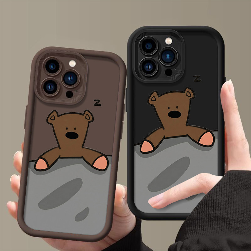 น่ารัก Sleeping BearสําหรับRealme C61 C61 C63 5 5i 5s 6i C3 7 7i C17 C11 2021 C20 C20A C12 C15 C25 C