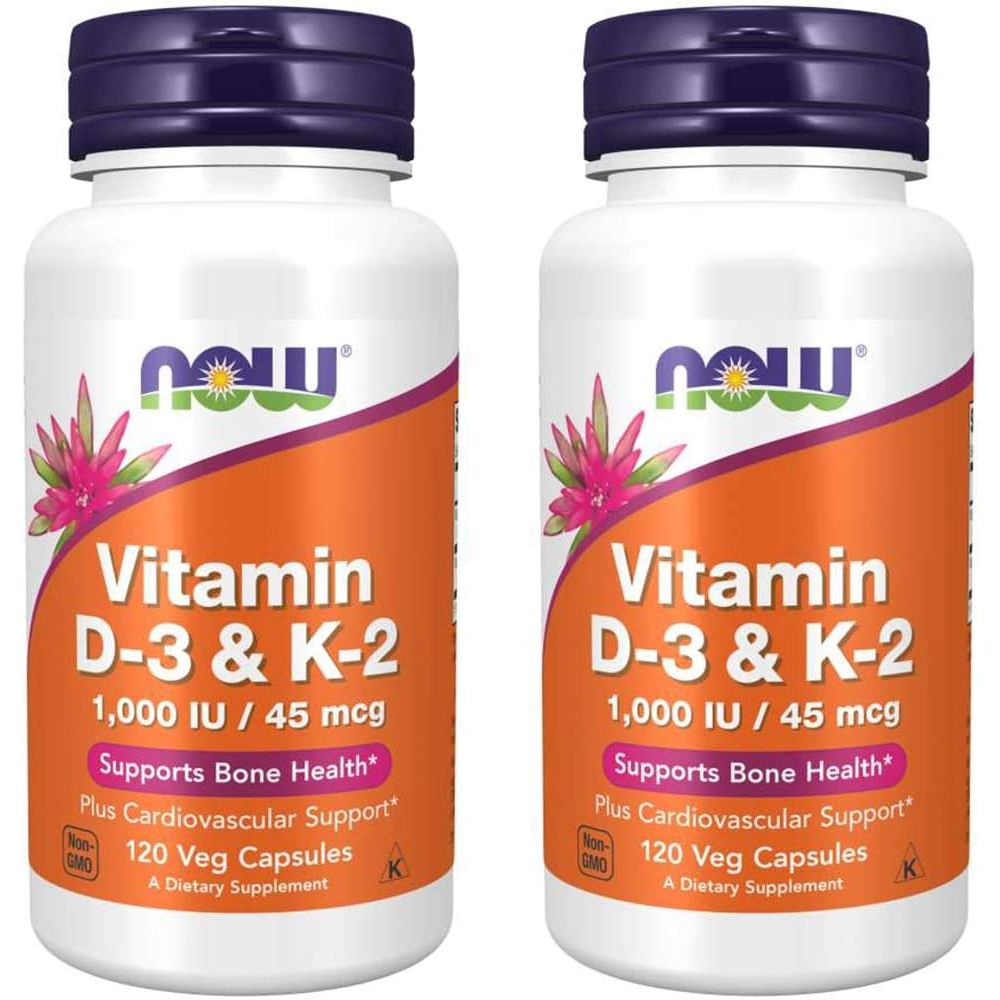 NOW s NOW s Vitamin D-3 และ K-2,120 แคปซูลผัก (2 แพ็ค)