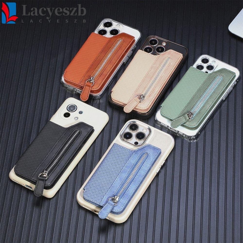 LACYESZB Phone Card Holder กาวแฟชั่นสติกเกอร์ฝาหลัง Card Sleeve Phone Pocket PU Leathe Phone Wallet Stick