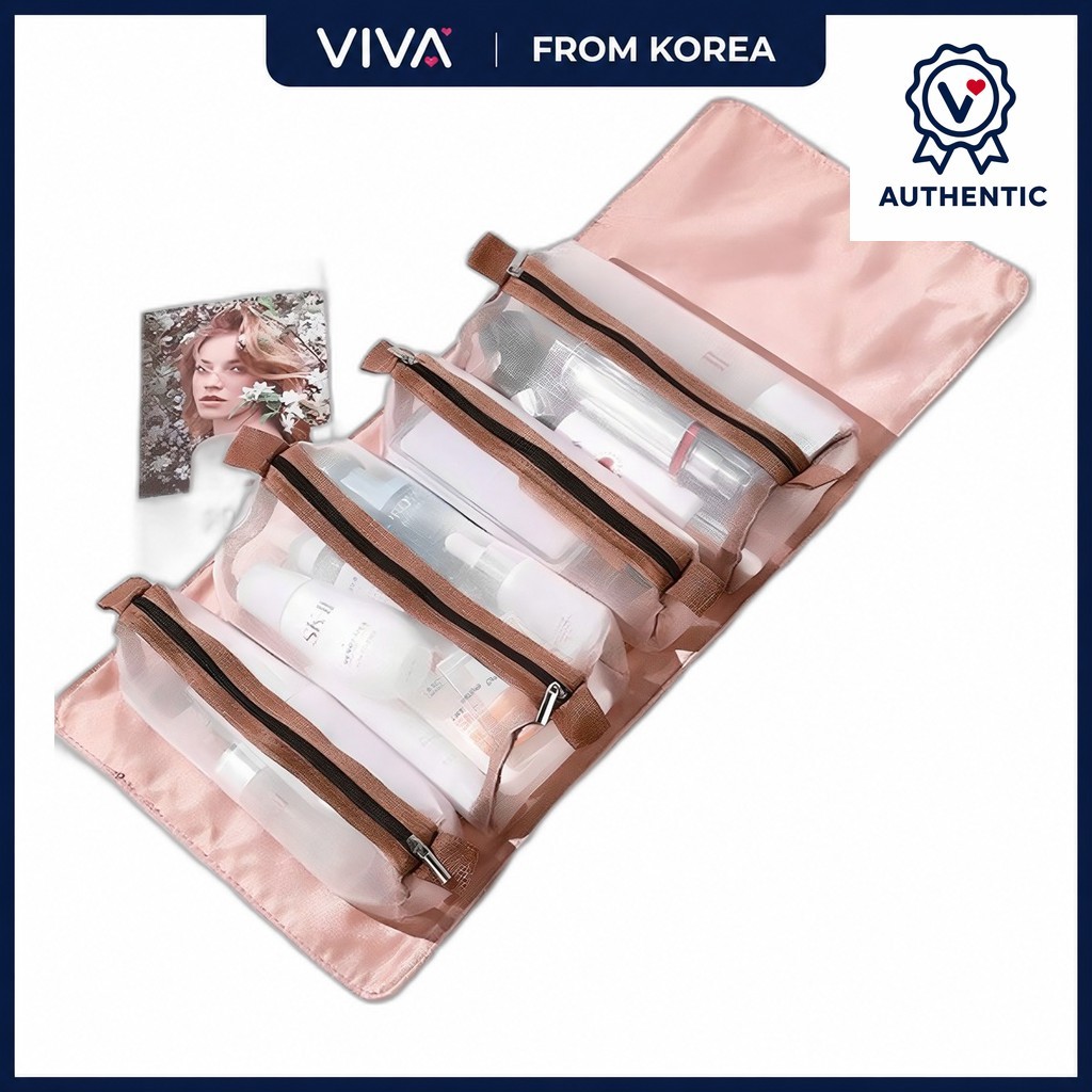 [apilco] Portable Travel Cosmetic Organizer Pouch, -, 1 ชิ้น / Korean Cosmetic Organizer / Compact D