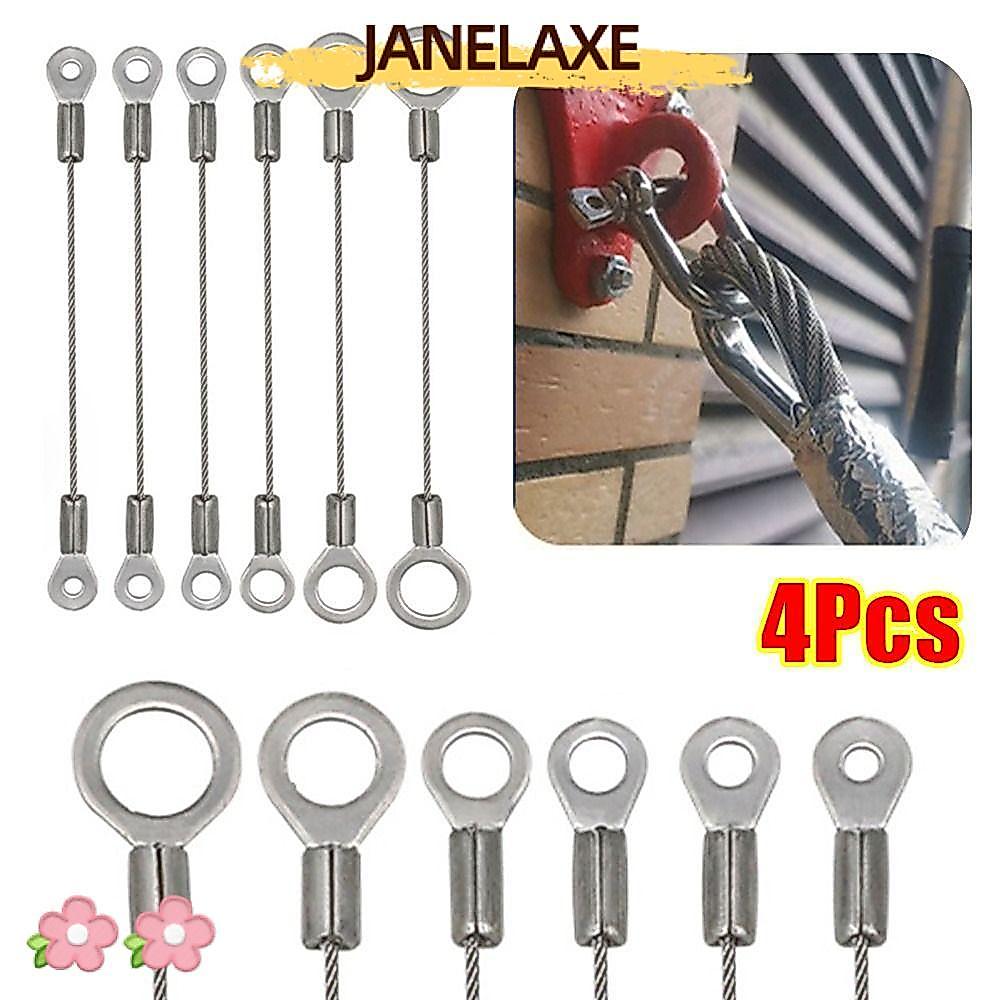 JANELAXE932JN บล็อกเทอร์มินัล 4 ชิ้น, เชือกลวดนิรภัยป้องกันการตก 1.5 มม., ตาไก่ลวด M4 304 แผงสแตนเลส