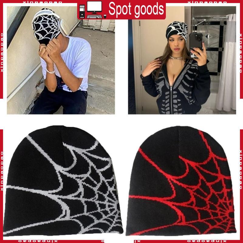 XI หมวกแมงมุม Y2k หมวกถักหมวกหมวก Spider Beanie Baggy Slouchy Skull Y2K Beanie Skullies Beanie