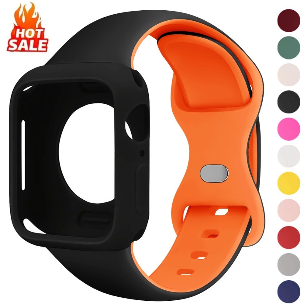 ซิลิโคนสายกีฬา + TPU นุ่มสําหรับ Apple Watch 11 10 42/46 9 8 7 41/45 มม. 6 5 4 SE3 40/44 มม. 3 2 1 38/42 มม.