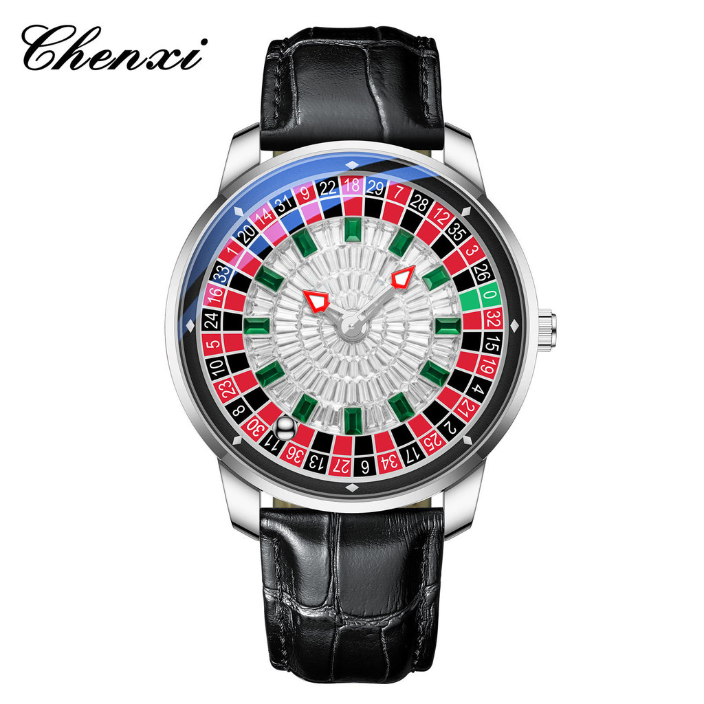 CHENXI Casino Roulette Lucky Turntable กันน้ํา Luminous Quartz นาฬิกาผู้ชาย
