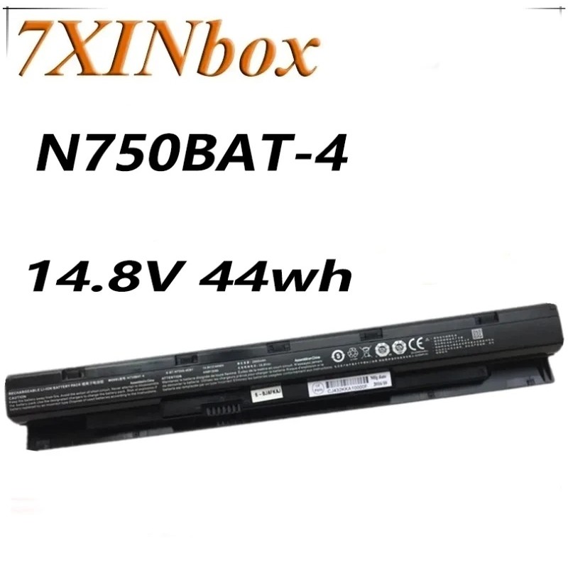 7XINbox 14.8V 44wh N750BAT-4 แบตเตอรี่แล็ปท็อปสําหรับ Clevo N750WU 6-87-N750S-4EB1 6-87-N750S-31C00