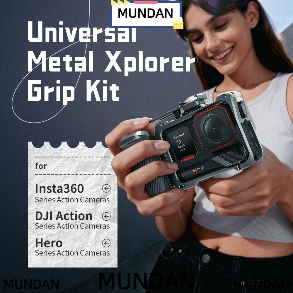 MUNDAN Street Grip Vlog Holder, ปุ่มชัตเตอร์อลูมิเนียม Xplorer Grip Kit Handle, Quick Release สําหรั