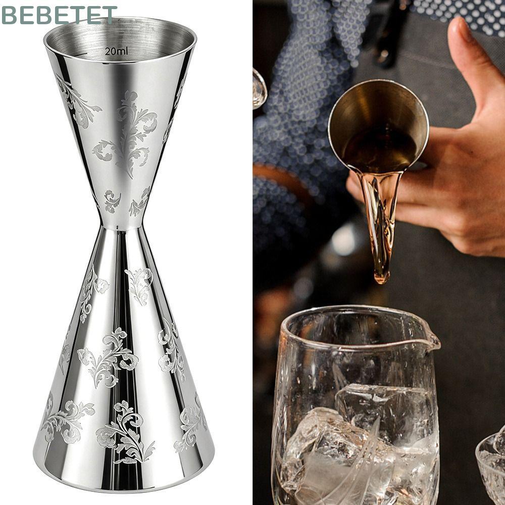 BEBETTET Didi Jigger Cup, Leaves Stripe Design 30/60ml, Jigger Double Head, Professional Stainless S