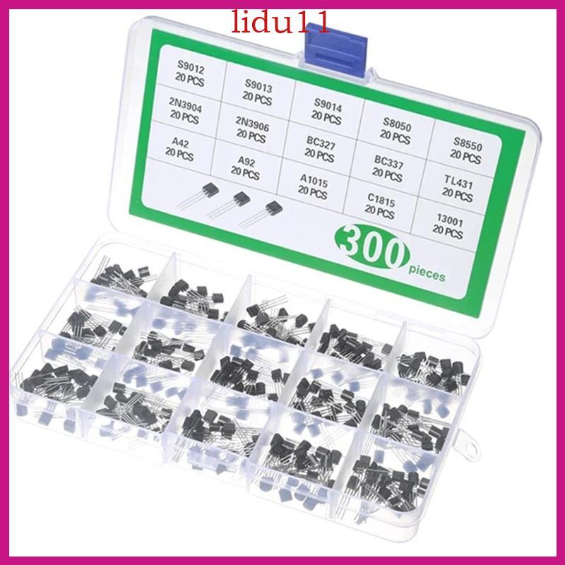LID 300 ชิ้น Triode Assortment ชุด 15 รุ่นรวม S9012 S9013 S9014 S8050 S8550 2N3904 2N3906 BC327 BC33