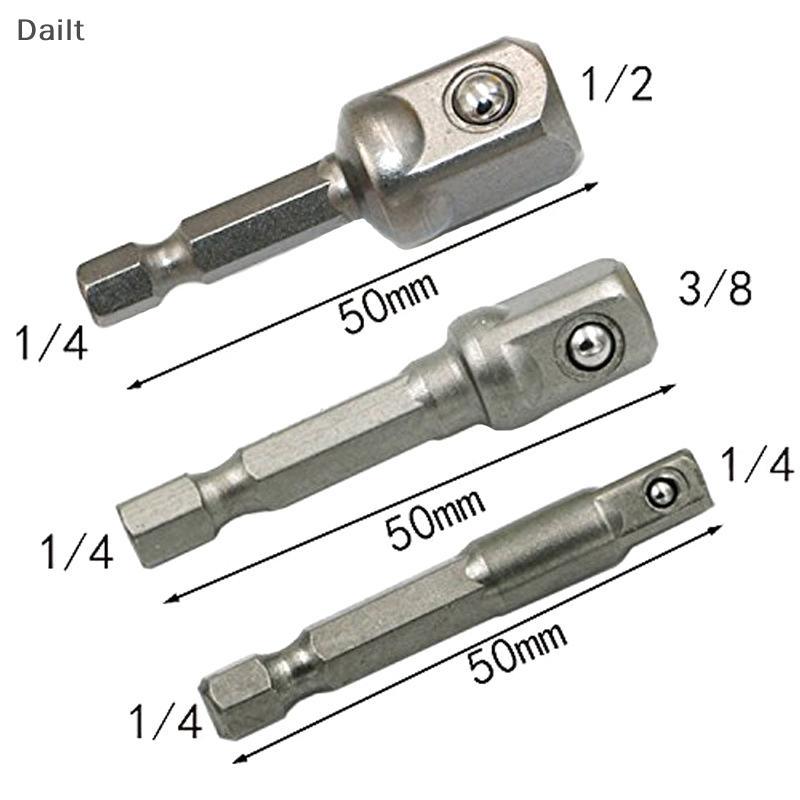 Dailt 3 ชิ้นเจาะ Soet อะแดปเตอร์สว่านกระแทก Extension เจาะ Bits Bar Soet อะแดปเตอร์ 1/4 3/8 1/2 ขนาด Hex Shank สแควร์หัวสว่าน (TH)