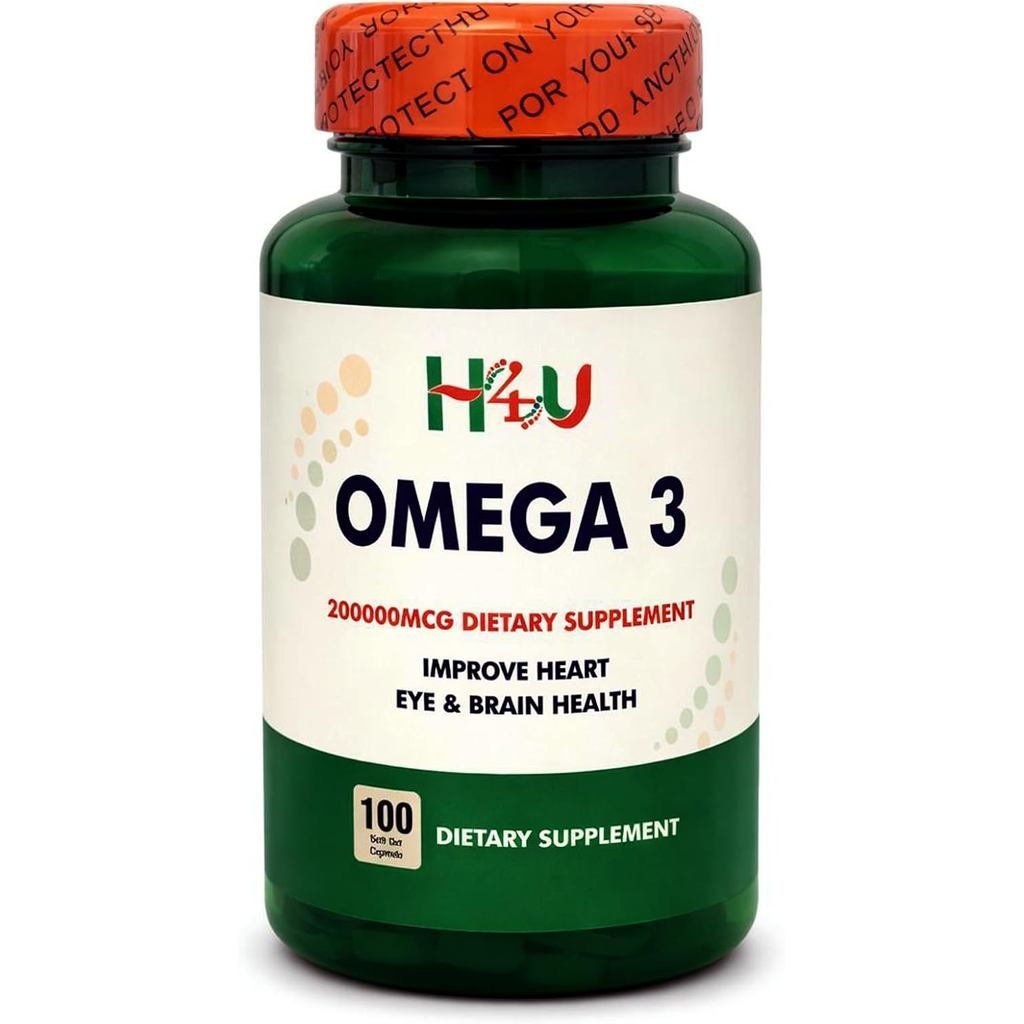 H4U Maximum Care Omega3 จากเจลบํารุงผิวน้ํามันสําหรับ Eye B & Heart Health100 Count